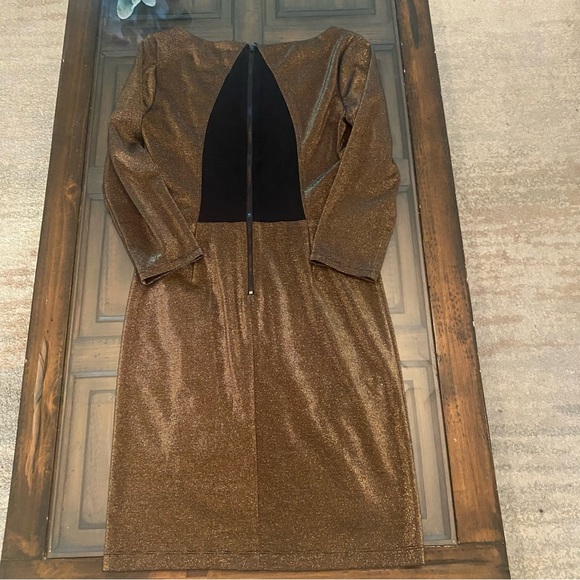 Alice + Olivia Gold Bronze Dress Back Mesh Detail size 6 - Picture 12 of 15